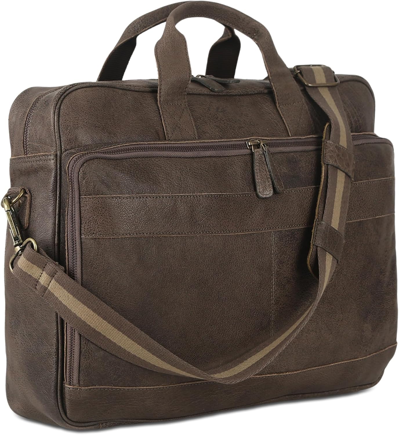 KomalC Leather briefcase 16 inch Laptop Messenger Bag for Men and Women Best Office Satchel Bag